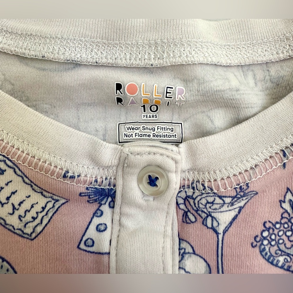 Roller Rabbit Pink Party Toile Pajama Set size 10 kids - Picture 4 of 5